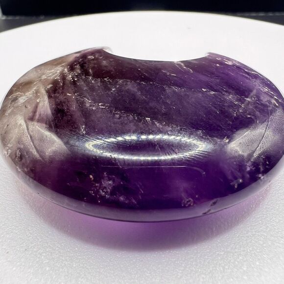 Amethyst Crystal Crescent Moon Carving Meditation Stone - Picture 6 of 10
